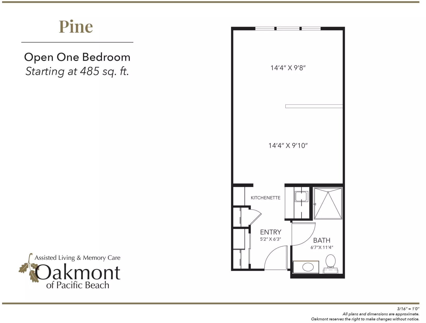 Pine One Bedroom Floor Plan