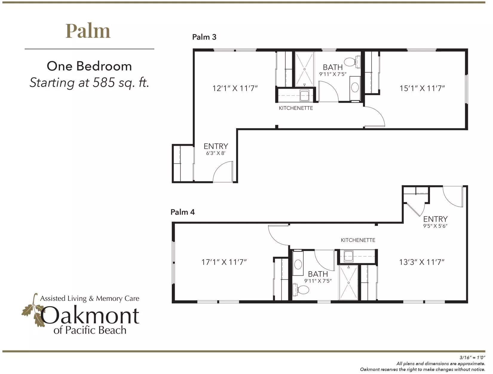 Palm 2 one bedroom floor plan