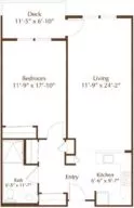 Redwood 1 one bedroom floor plan