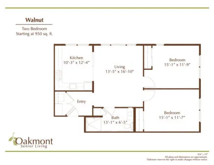 Walnut two bedroom floor plan