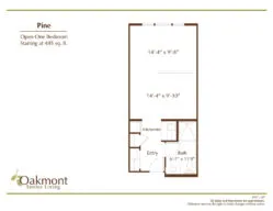 Pine open one bedroom floor plan