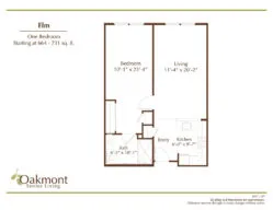 Elm one bedroom floor plan