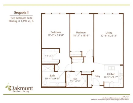 Sequoia two bedroom floor plan