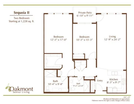 Sequoia two bedroom floor plan