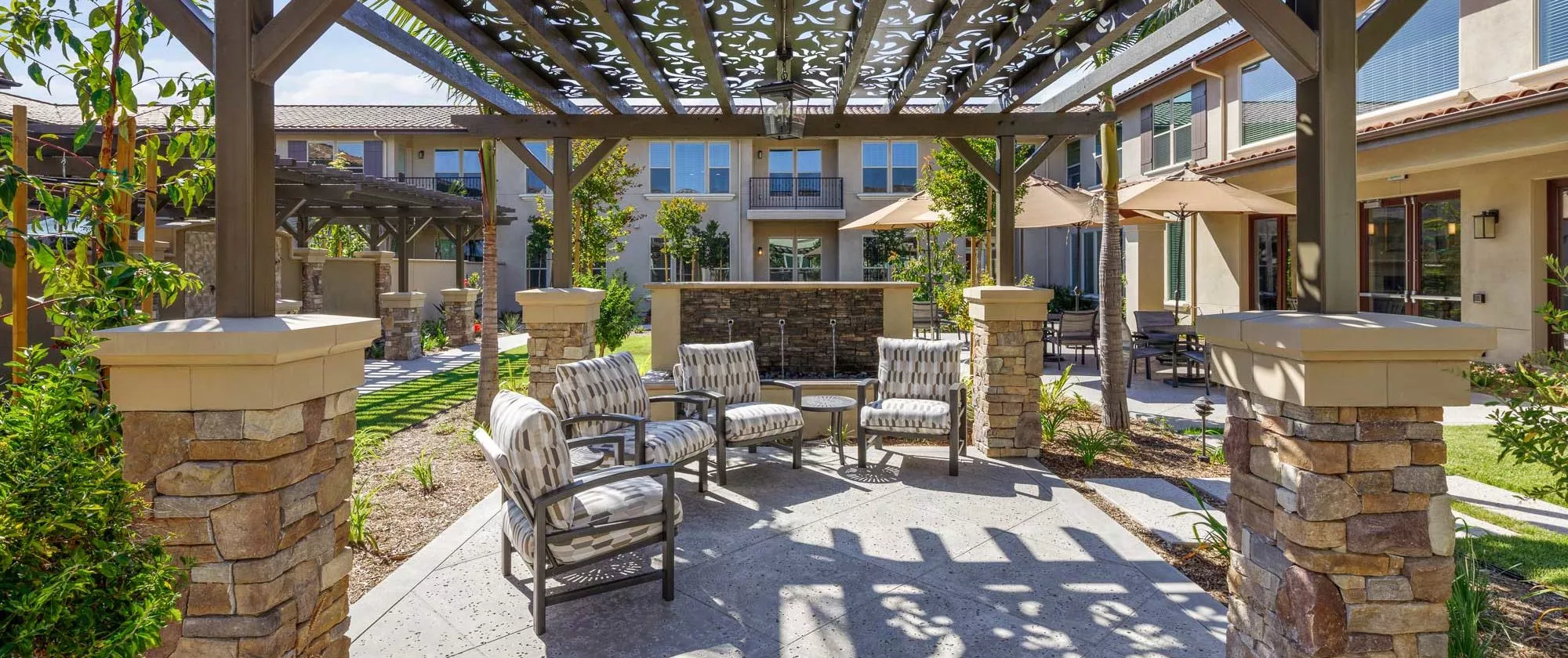 Garden and patio with patio furniture