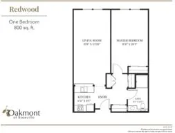 Redwood one bedroom floor plan