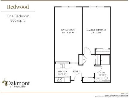 Redwood one bedroom floor plan