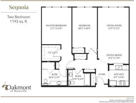 Sequoia two bedroom floor plan