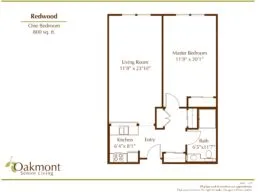 Redwood one bedroom floor plan