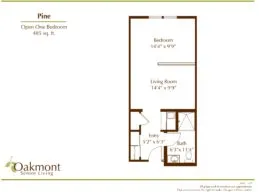 Pine open one bedroom floor plan