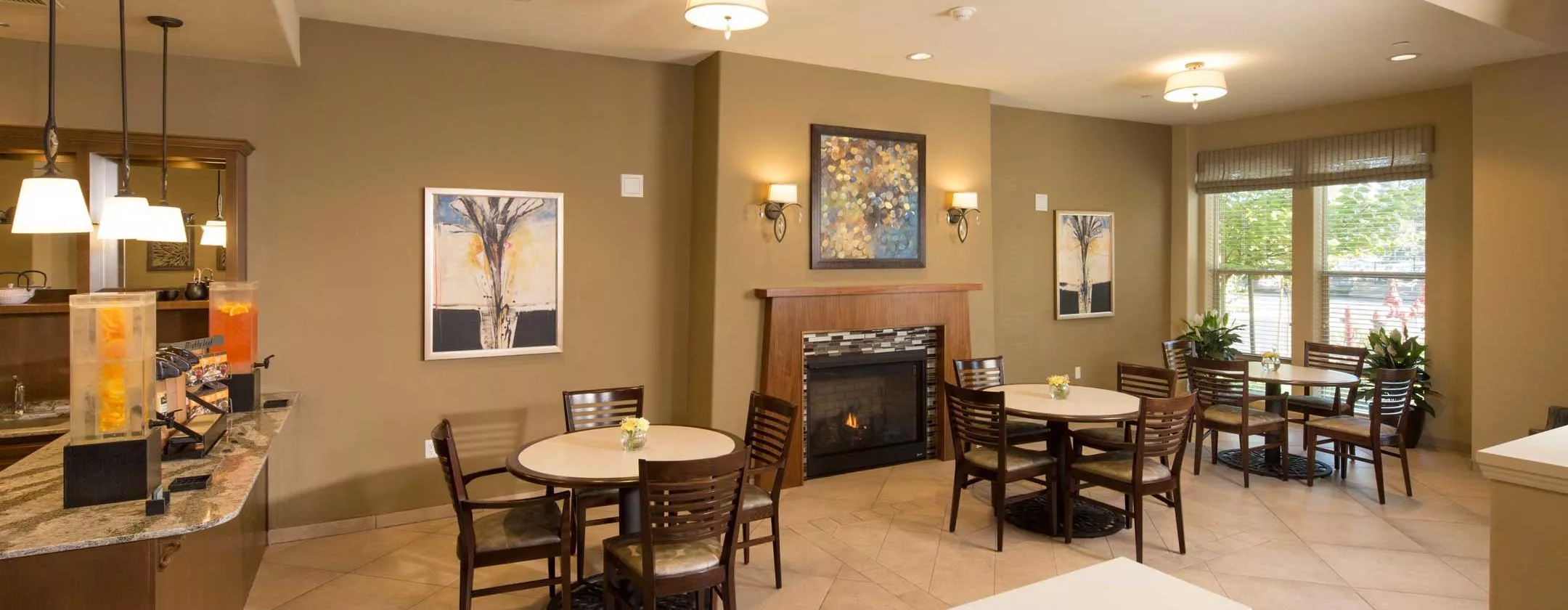 San Jose bistro with seating area and fire place