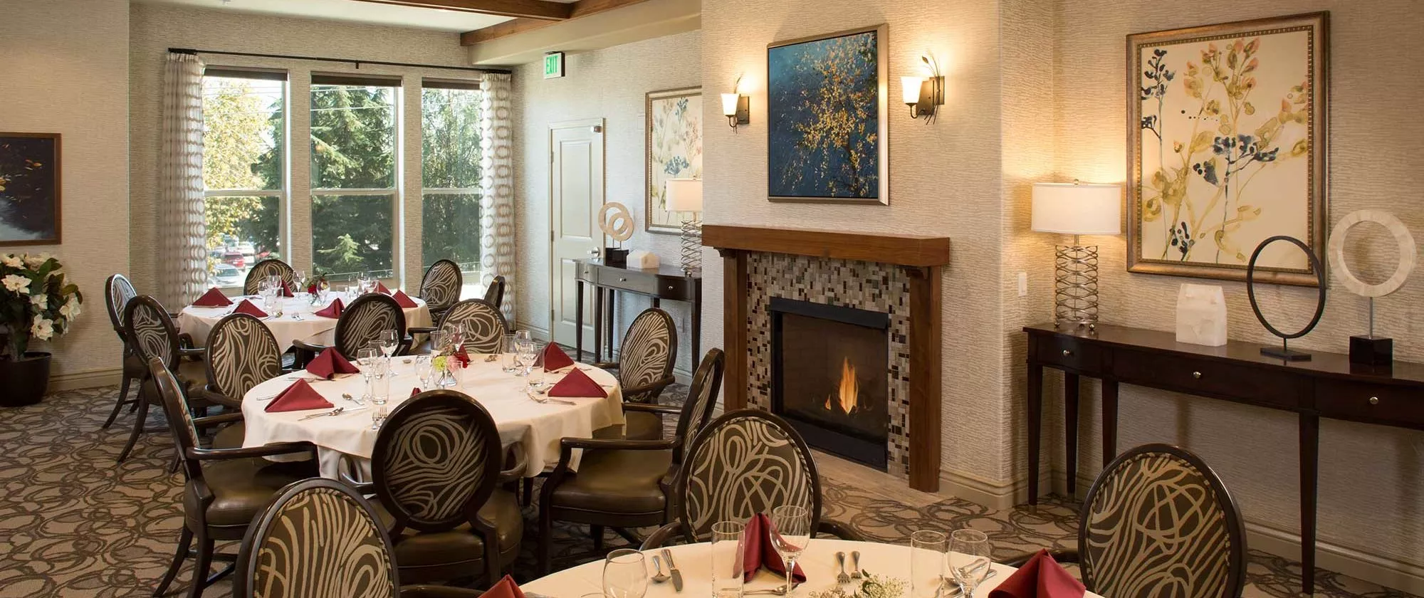 San Jose dining room with fire place