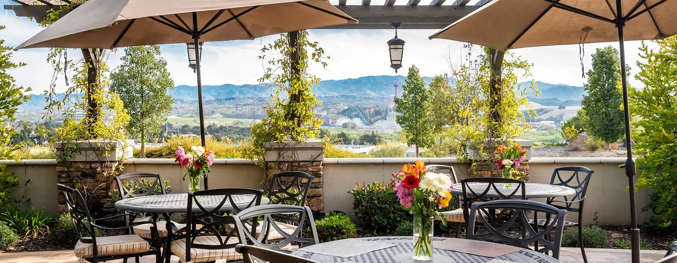 Santa Clarita patio with view and dining tables