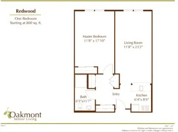 Redwood one bedroom floor plan