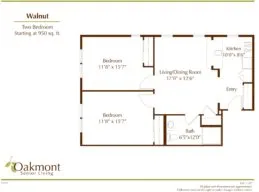 Walnut two bedroom floor plan