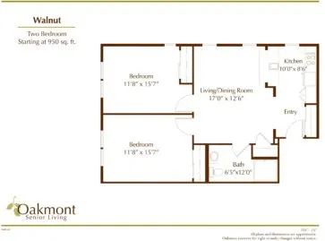 Walnut two bedroom floor plan