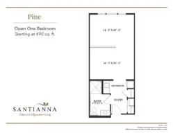 Pine Open one bedroom floor plan