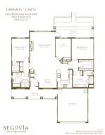 Granada Casita two bedroom with den and fireplace floor plan
