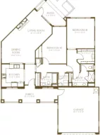 Valencia Casita two bedroom with fireplace floor plan