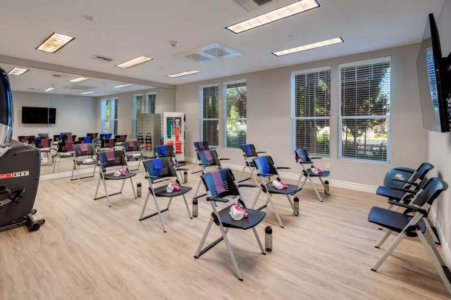Silver Creek fitness room with activity chairs