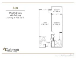 Elm one bedroom floor plan