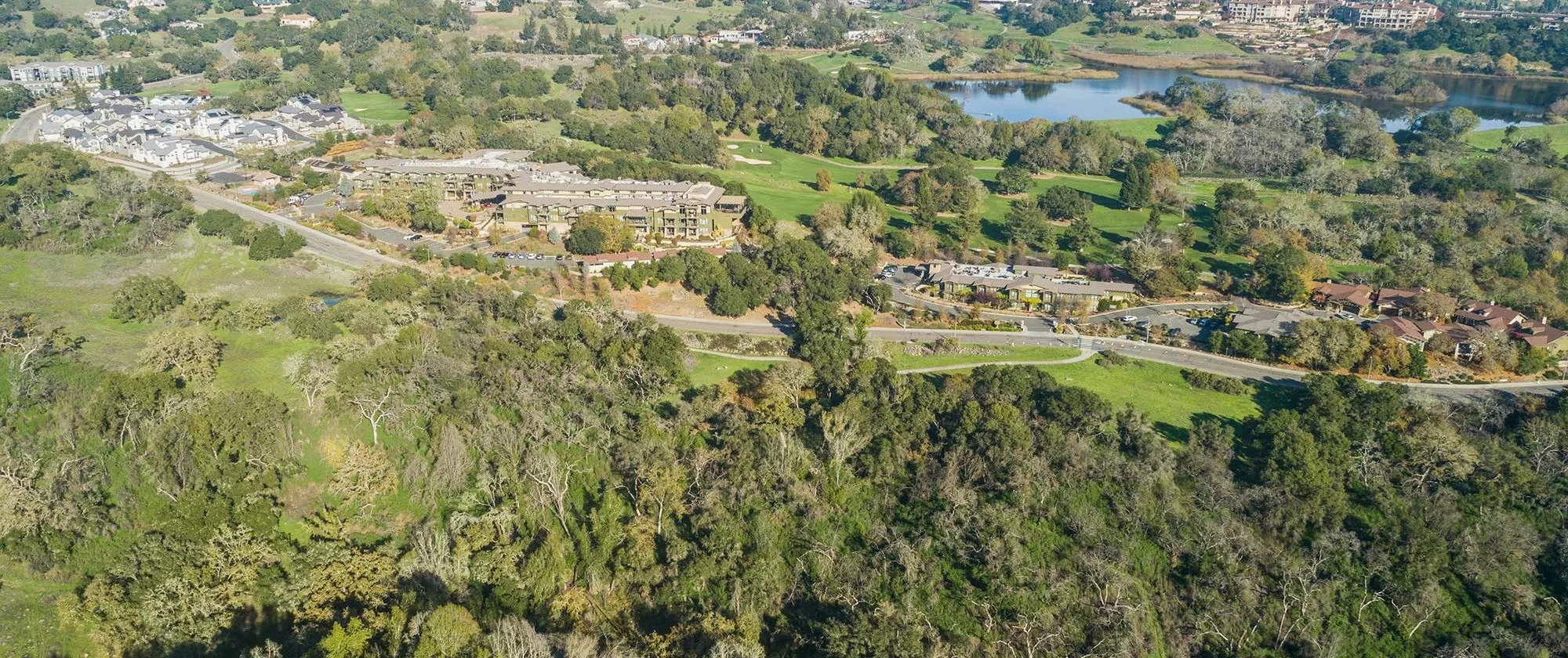 The Terraces Aerial view of building and golf course