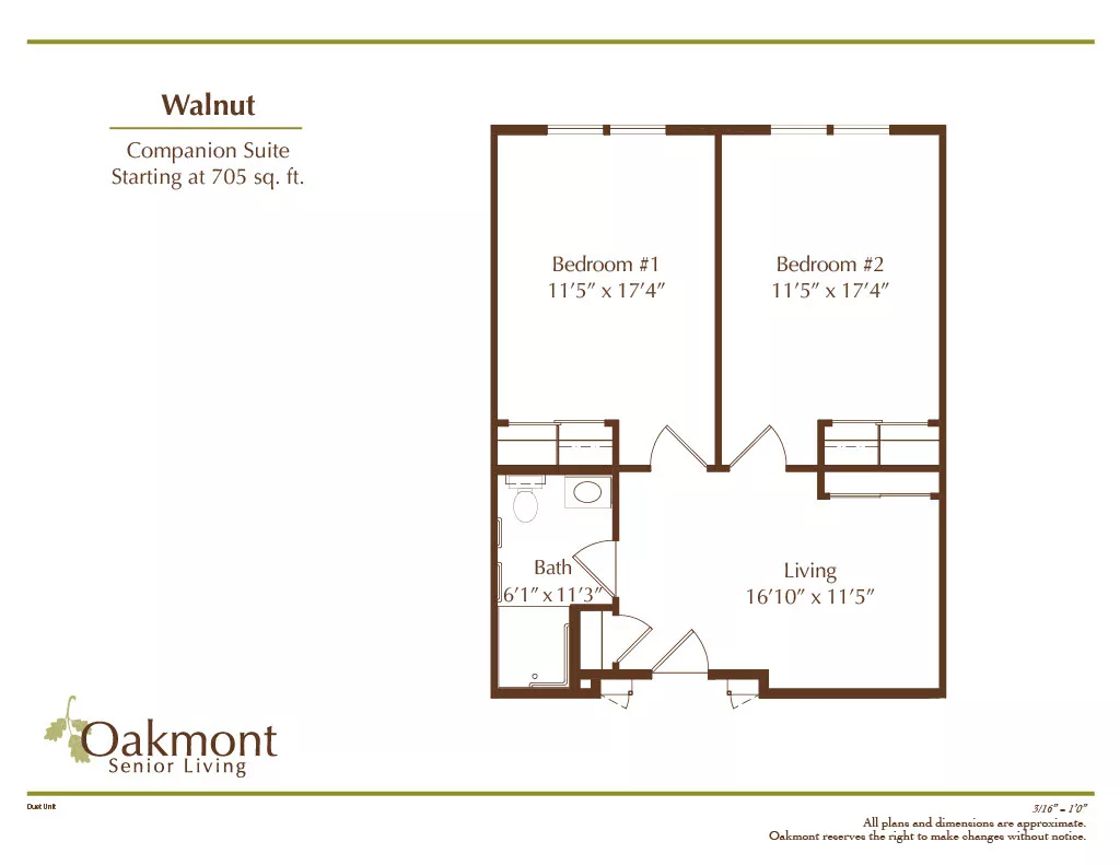 Walnut companion suite floor plan