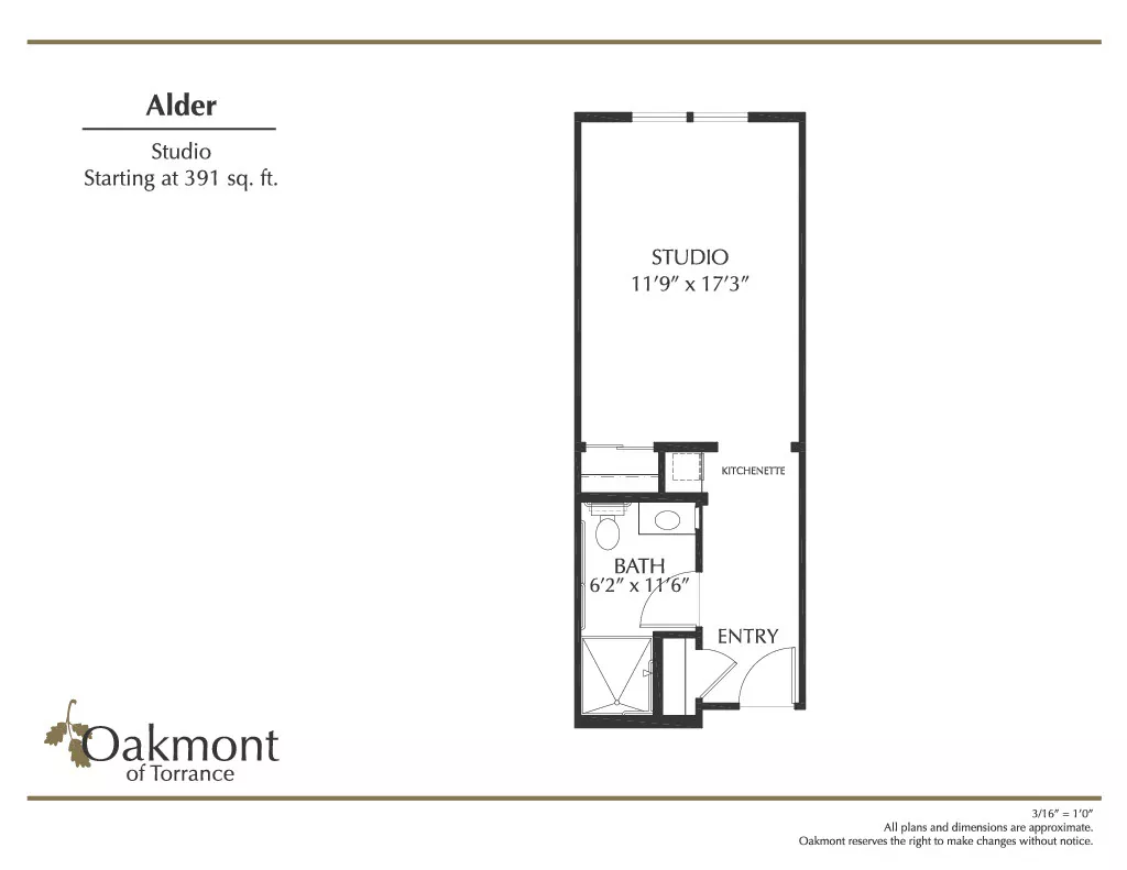 Torrance Alder studio suite floor plan