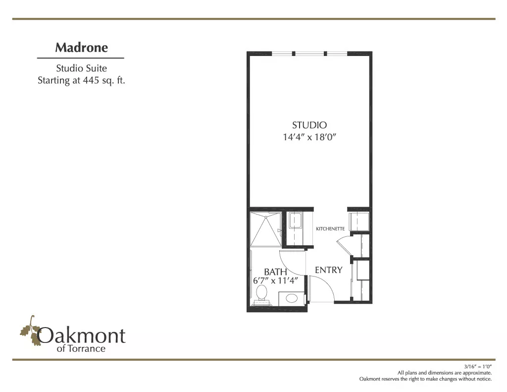 Torrance Madrone studio suite floor plan