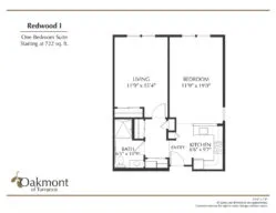 Torrance Redwood one bedroom floor plan