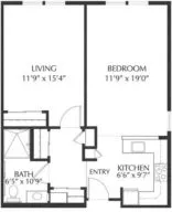 Torrance Redwood one bedroom floor plan
