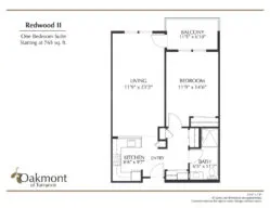 Torrance Redwood one bedroom floor plan