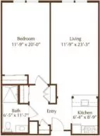 Redwood A one bedroom floor plan