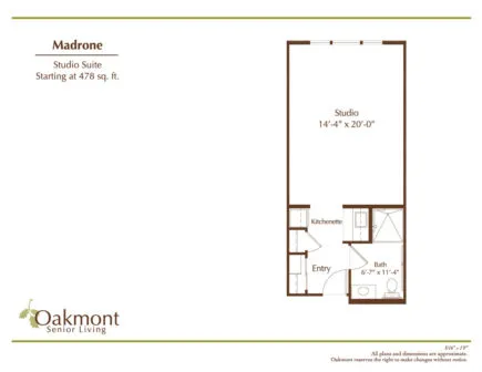Madrone Studio Suite floor plan