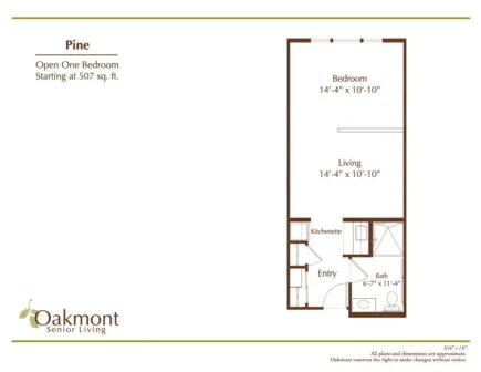Pine open one bedroom floor plan