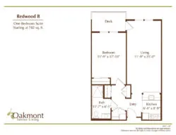 Redwood B one bedroom floor plan