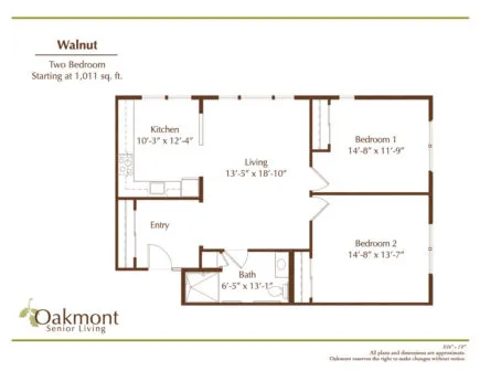 Walnut two bedroom floor plan
