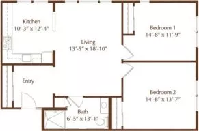 Walnut two bedroom floor plan