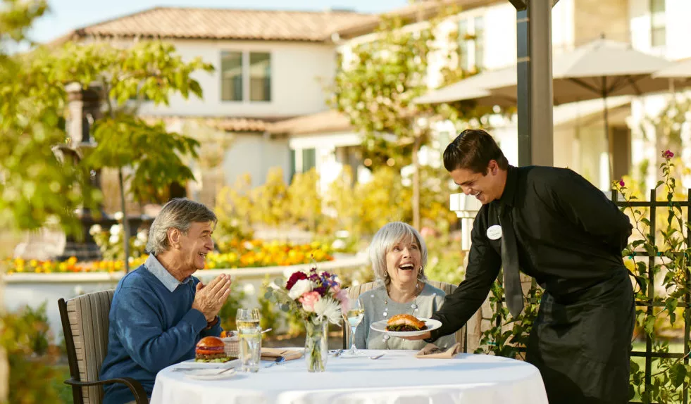 Seniors are being served breakfast