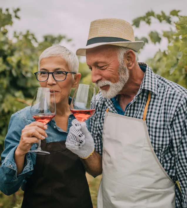 A couple tasting wine
