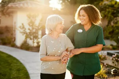 Senior lady and a caregiver