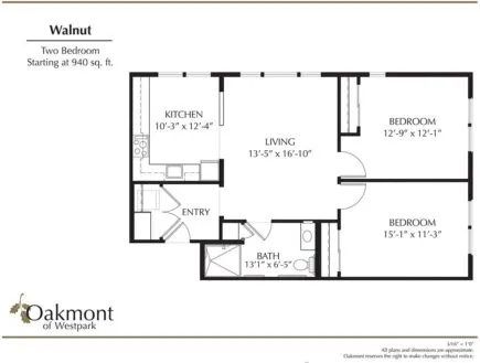 Walnut two bedroom floor plan