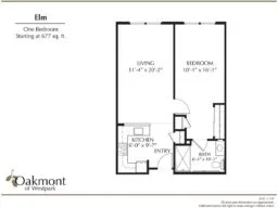 Elm one bedroom floor plan