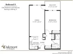 Redwood One Bedroom Suite with Balcony floor plan