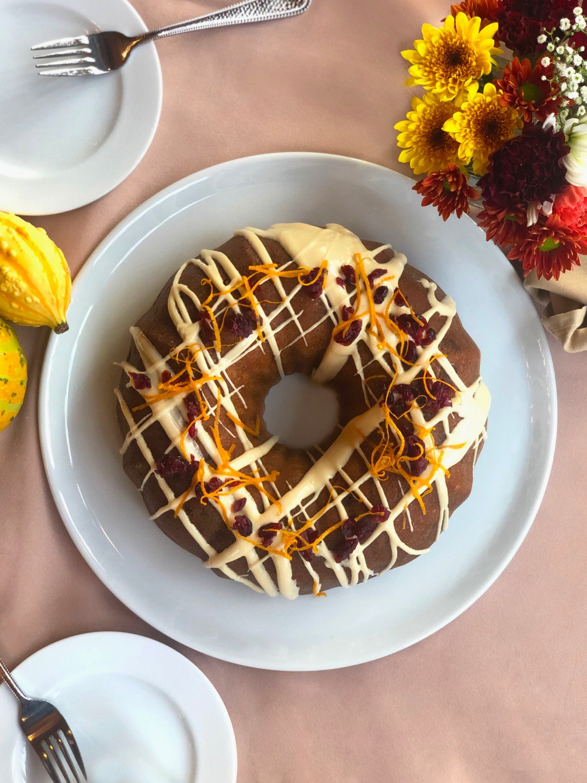 Bundt cake with glaze on top